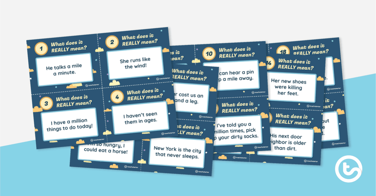 What Does It Really Mean? - Hyperbole Task Cards teaching resource