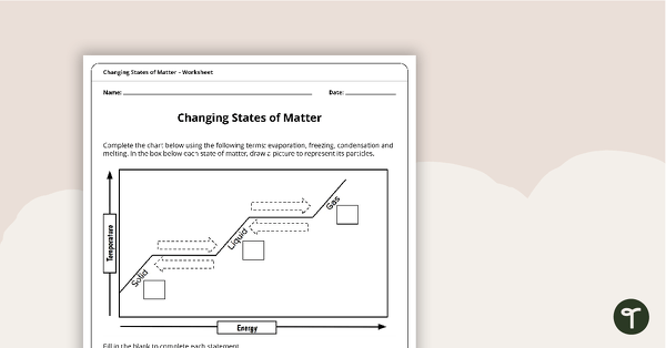 Changing States of Matter Worksheet teaching resource