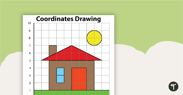 Go to Coordinates Drawing - House teaching resource