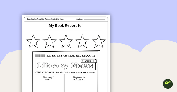 Go to Newspaper Themed - Library Book Report Template and Poster teaching resource
