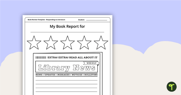 Newspaper Themed - Library Book Report Template and Poster teaching resource