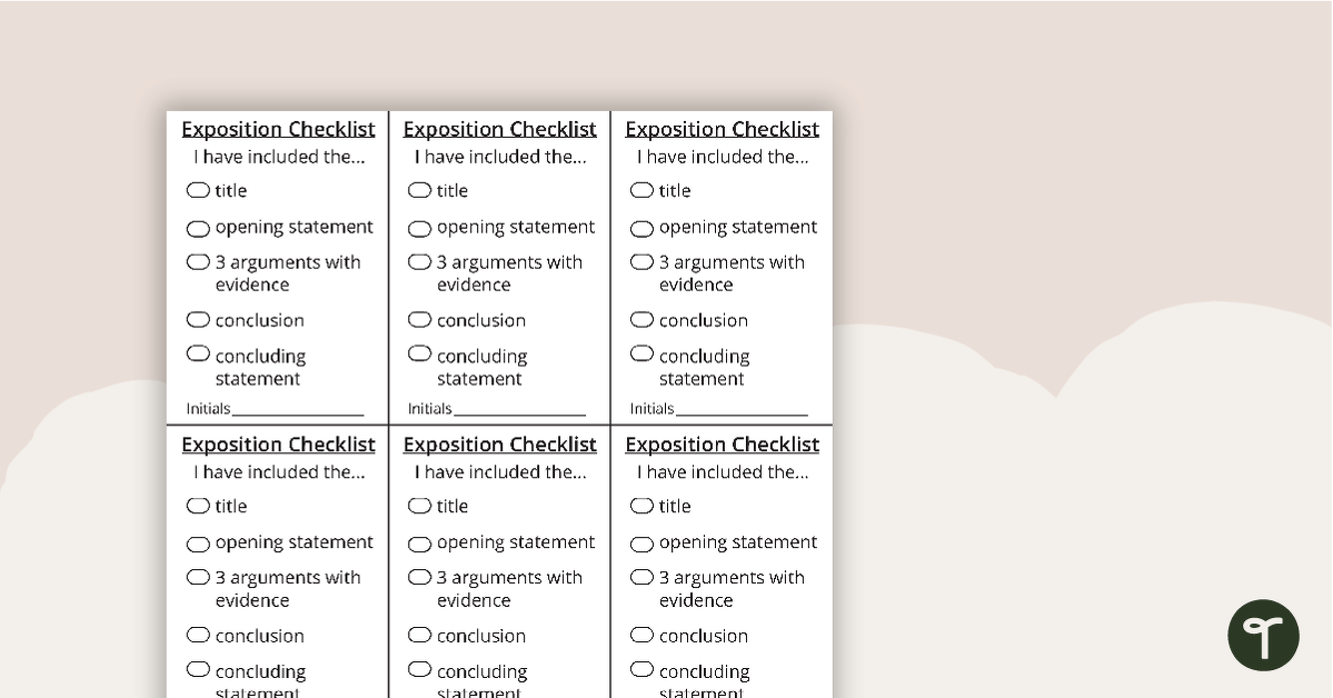 Exposition Writing Checklist teaching resource