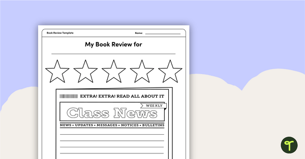 Newspaper-Themed Book Review Template and Poster teaching resource