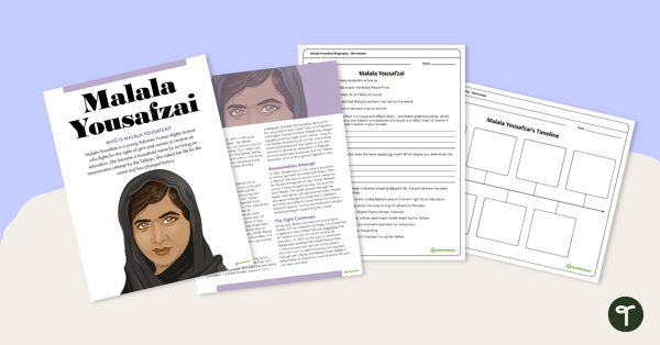 Preview image for Malala Yousafzai Biography – Read and Respond Worksheet - teaching resource