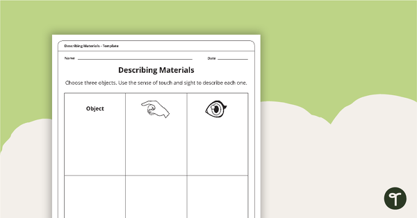 Preview image for Describing Materials Template - teaching resource