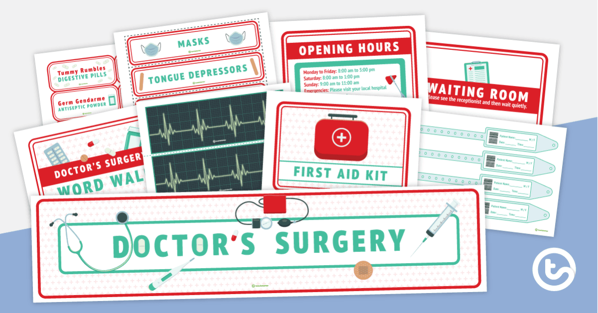 Doctor's Surgery Imaginative Play Printable Display teaching resource