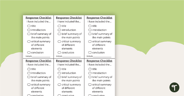 Response Writing Checklist teaching resource