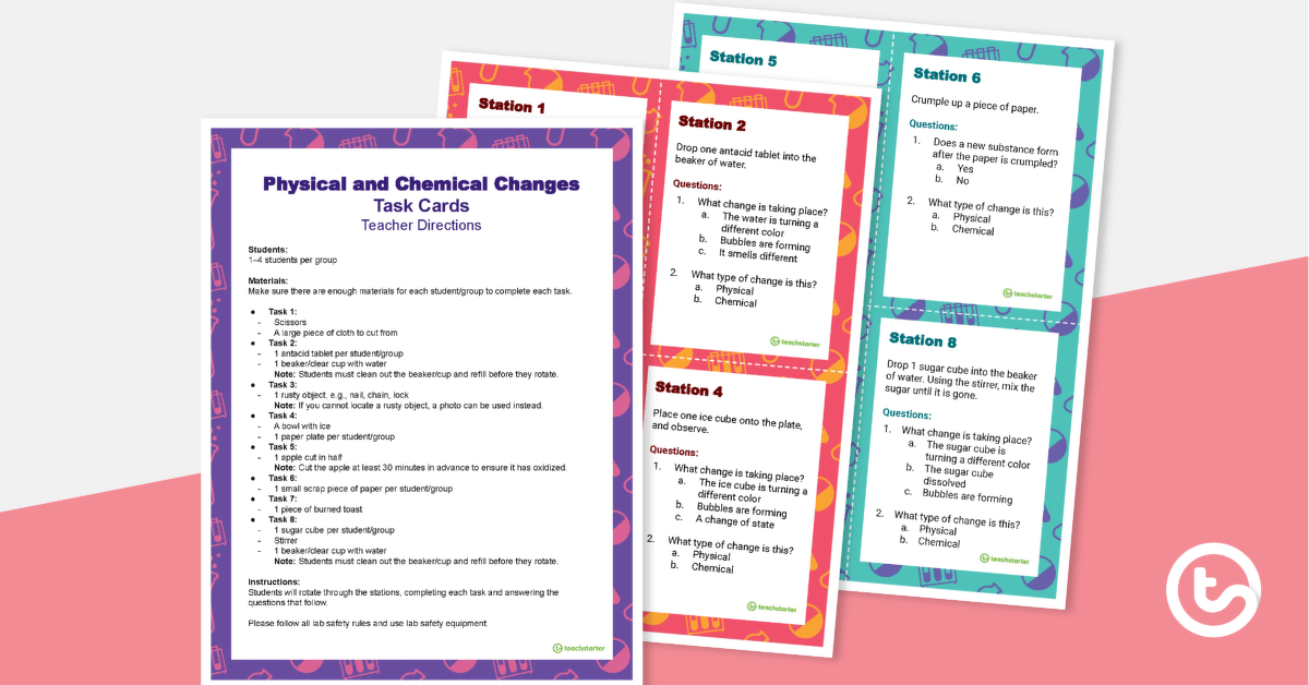 Physical and Chemical Changes - Task Cards teaching resource