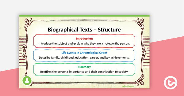 Writing Biographical Texts PowerPoint teaching resource