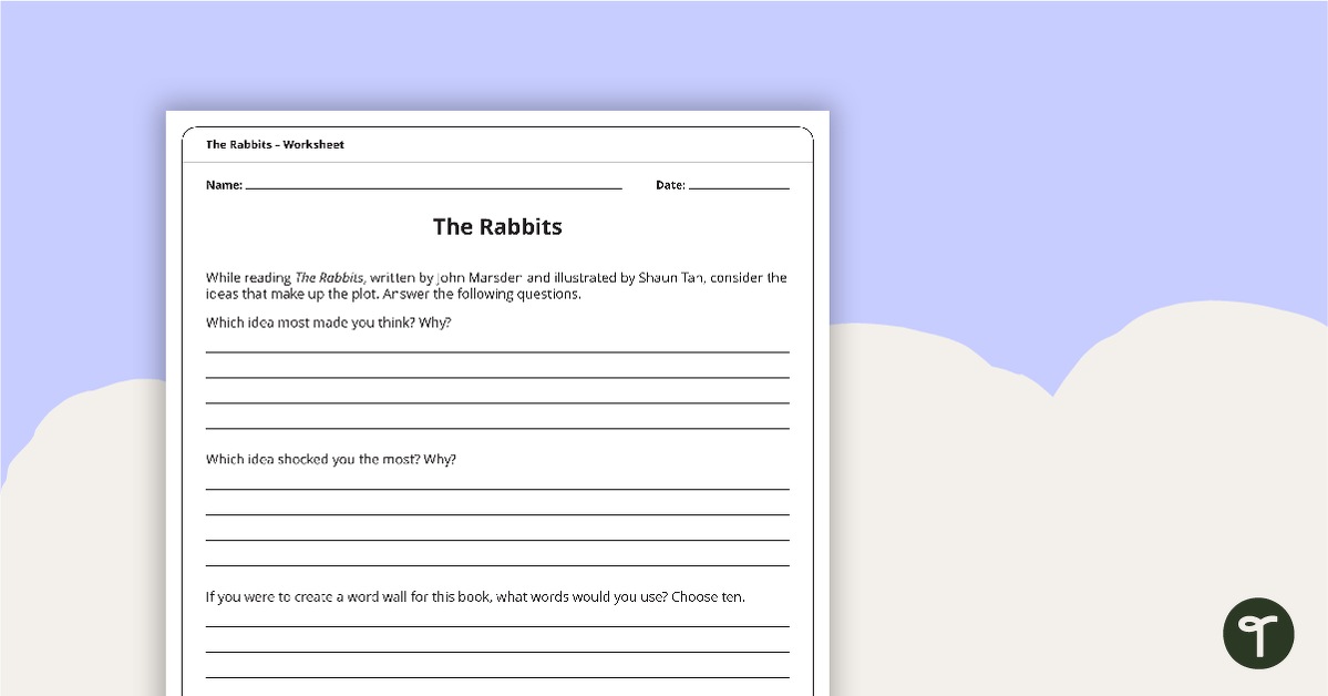 The Rabbits – Worksheet teaching resource