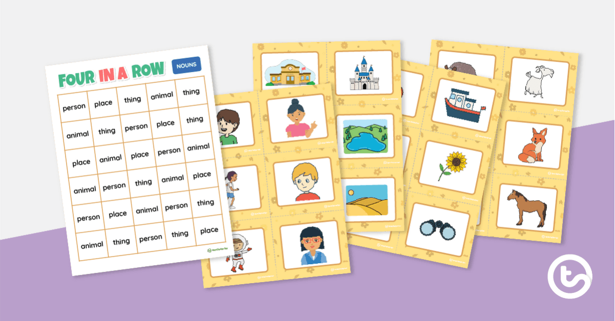 Four In A Row Game Nouns Teach Starter