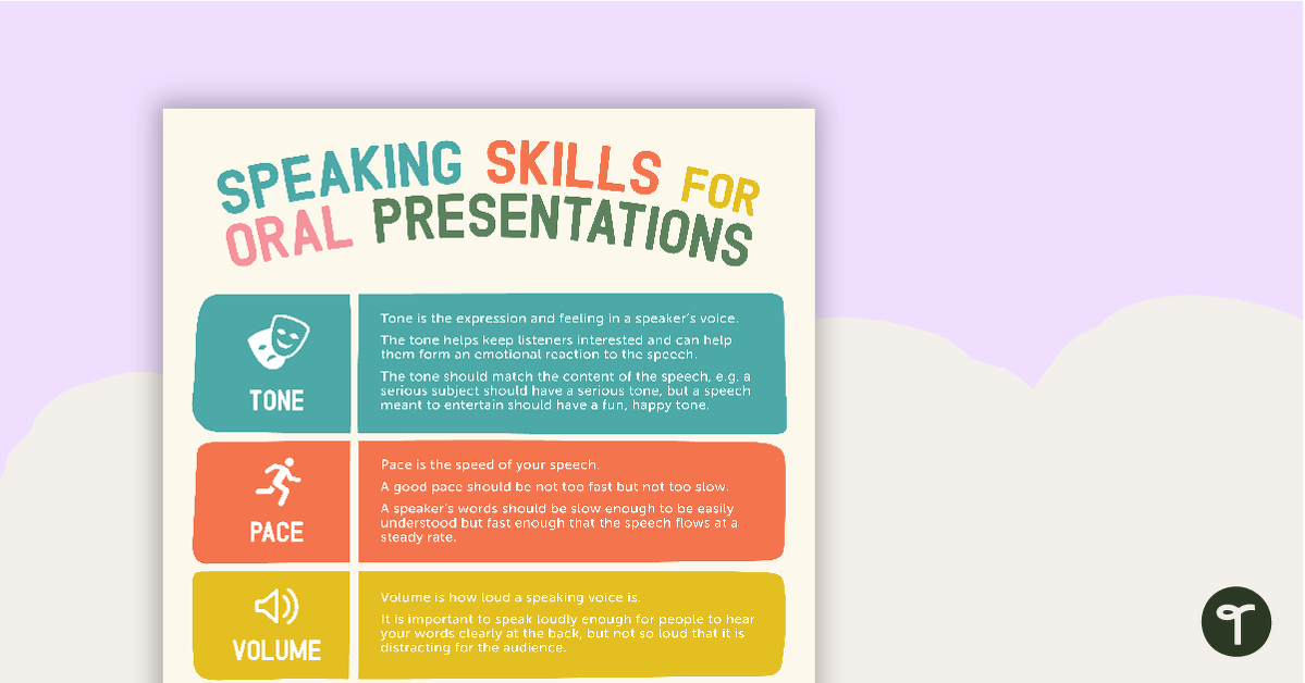 Speaking Skills for Oral Presentations Poster teaching resource