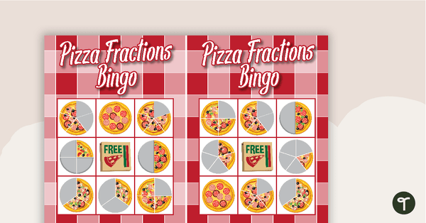 Pizza Fraction Bingo - 1/2, 1/3, 1/4, 1/5 teaching resource