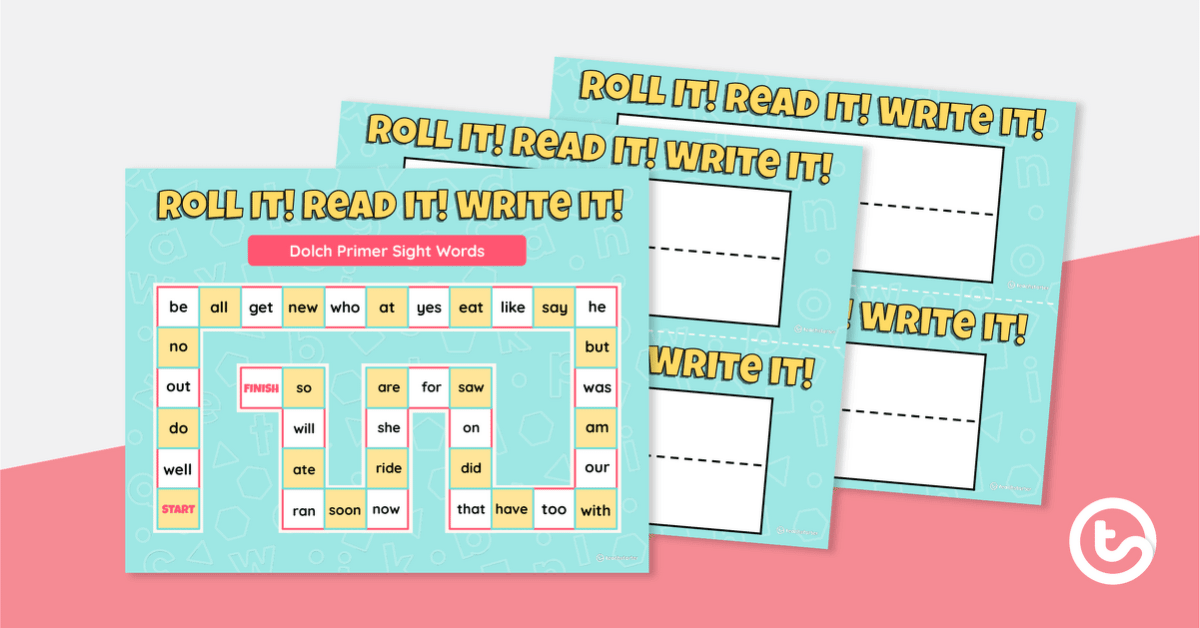 Roll It! Read It! Write It! - Dolch Primer Sight Words teaching resource