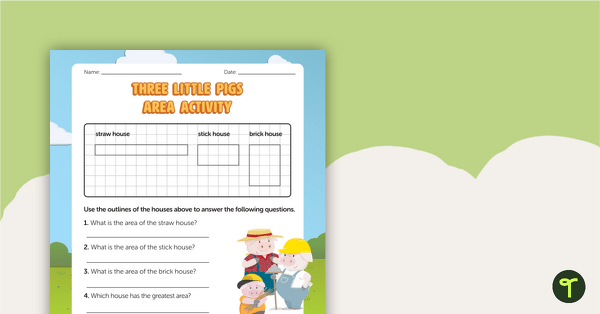 Image of Three Little Pigs Area Worksheet