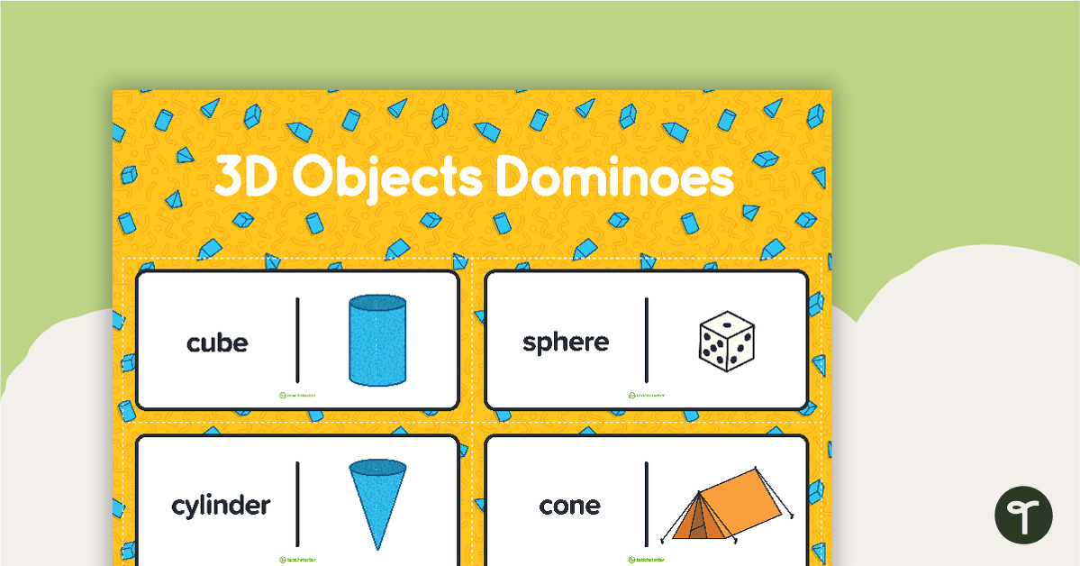 3D Objects Dominoes teaching resource