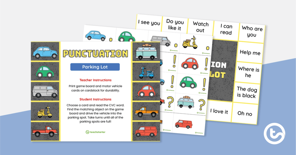 Punctuation Parking Lot Game teaching resource