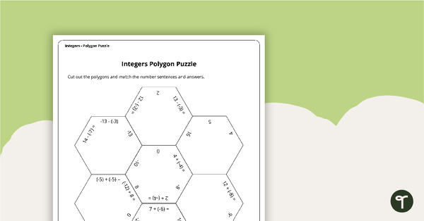 Integers Polygon Puzzle teaching resource