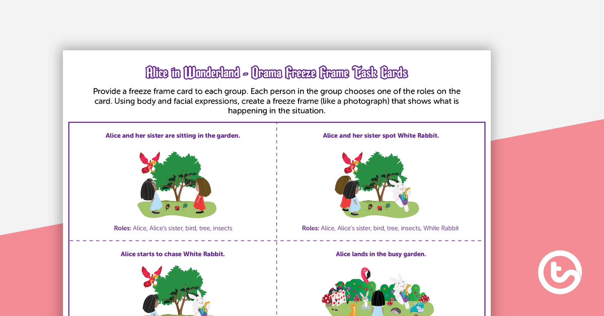 Alice In Wonderland - Freeze Frame Task Cards teaching resource