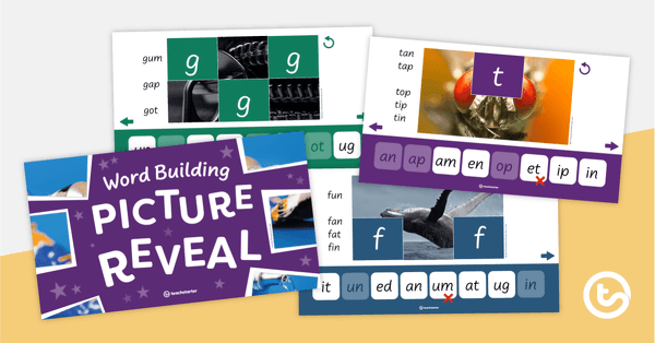 Preview image for Word Building Picture Reveal PowerPoint - teaching resource