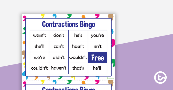 Go to Contractions Bingo teaching resource