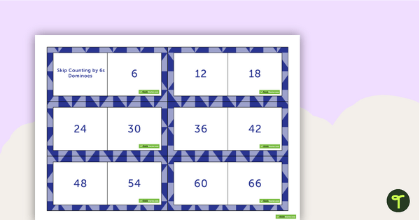 Skip Counting by 6s Dominoes teaching resource