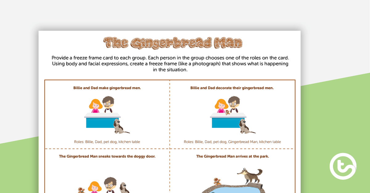 Gingerbread Man Freeze Frame – Task Cards teaching resource