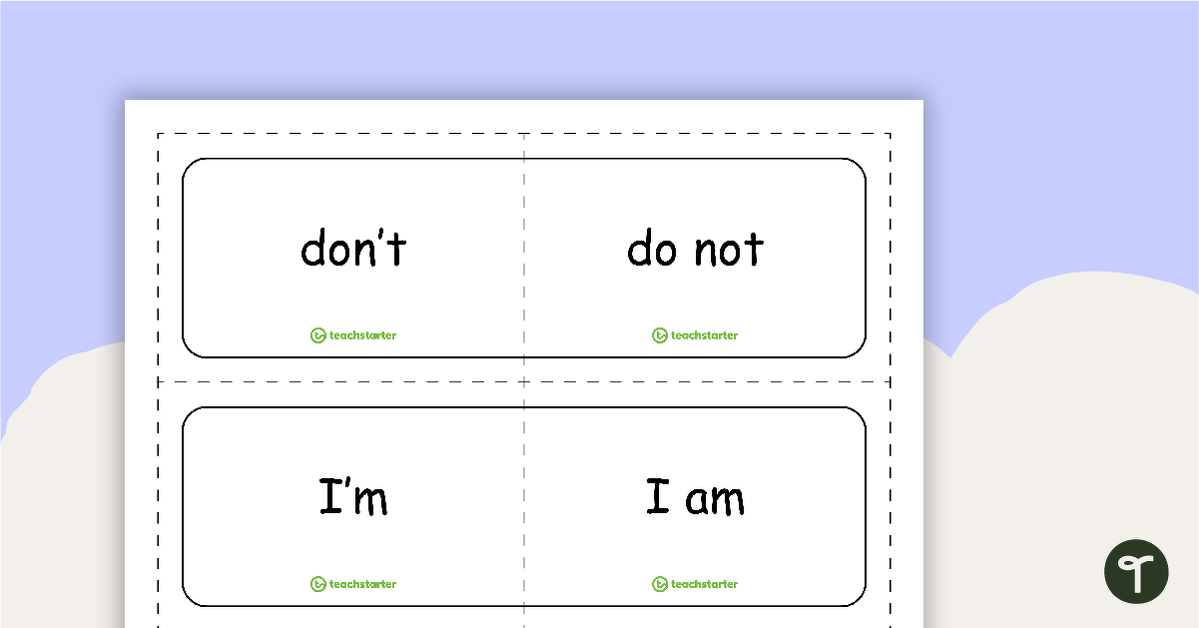 Contraction Match-Up Cards teaching resource