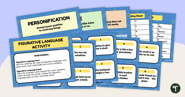 Go to Figurative Language Sorting Activity teaching resource