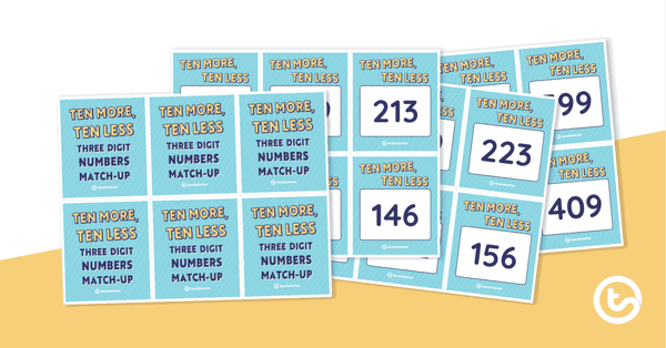 Ten More, Ten Less Match-Up - Three-Digit Numbers teaching resource