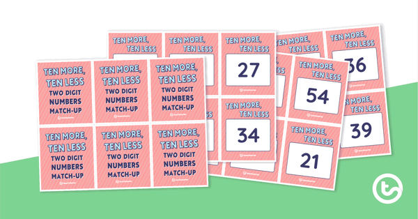 Go to Ten More, Ten Less Match-Up - Two-Digit Numbers teaching resource