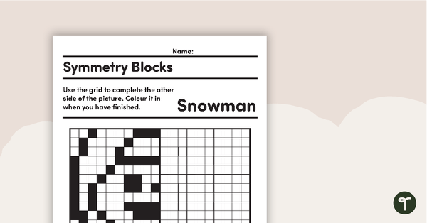 Symmetry Blocks Grid Activity - Snowman teaching resource