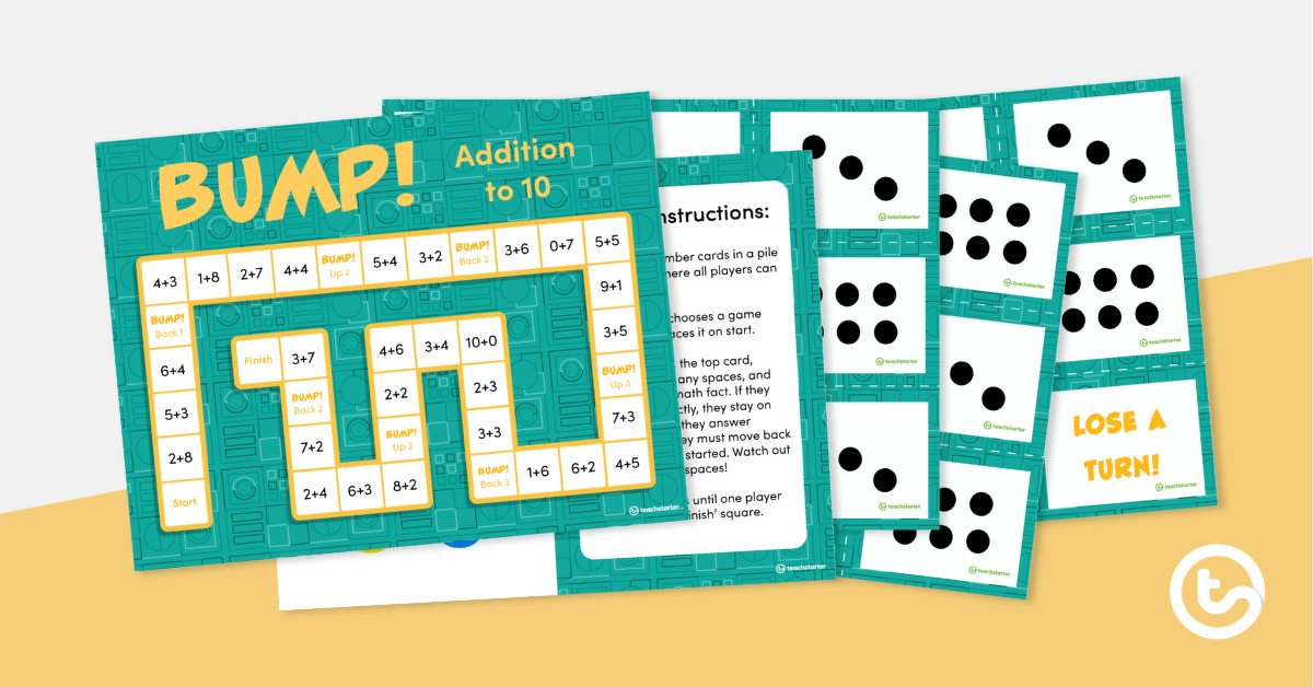 Bump! Addition to 10 Game teaching resource