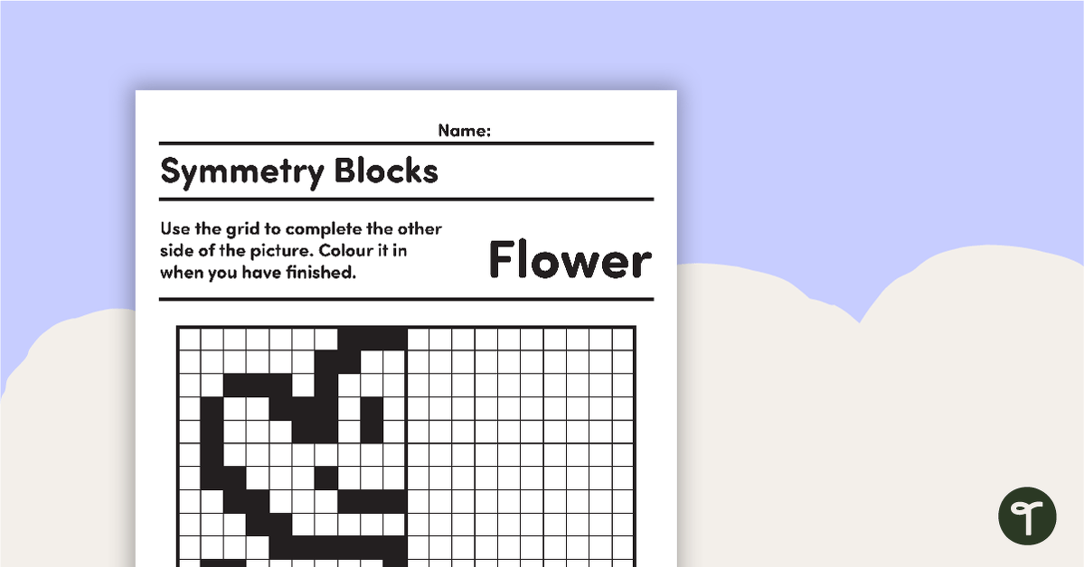 Symmetry Blocks Grid Activity - Flower teaching resource