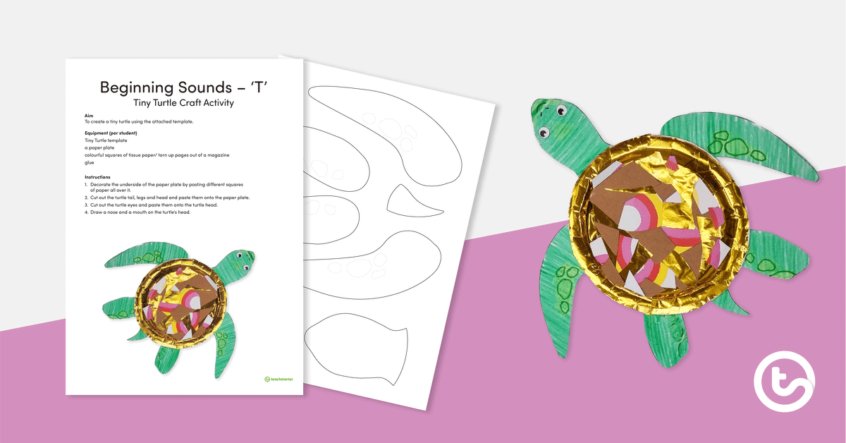 Beginning Sound Craft – T – Tiny Turtle teaching resource