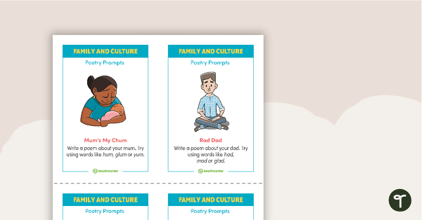 Go to Family and Culture Poetry Prompts – Task Cards teaching resource