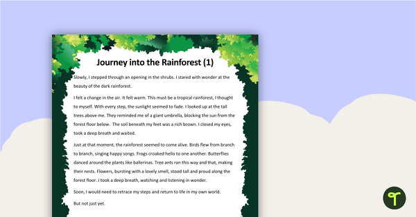 Go to Reading Fluency Assessment Tool - Rainforests teaching resource