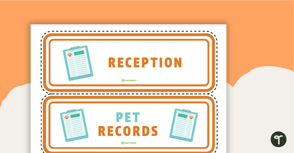 Vet's Surgery Labels - Reception and Pet Records teaching resource