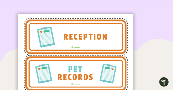 Go to Vet's Surgery Labels - Reception and Pet Records teaching resource