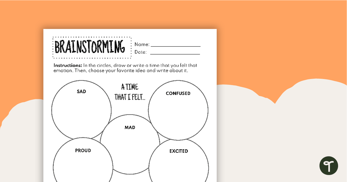 Brainstorming Template - A Time That I Felt... teaching resource