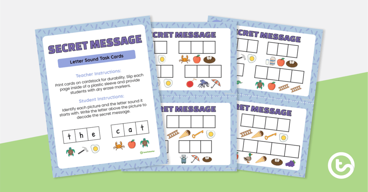 Secret Message Task Cards - Beginning Sounds teaching resource