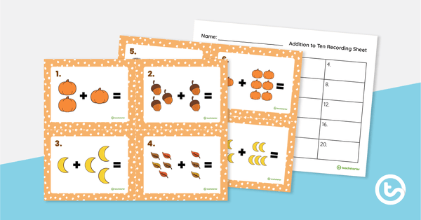 Preview image for Addition to 10 Task Cards - teaching resource