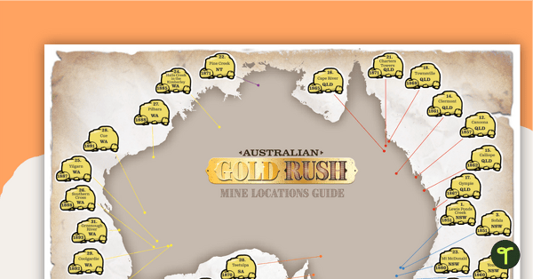 Image of Australian Gold Rush: Map Where It's At - Worksheet