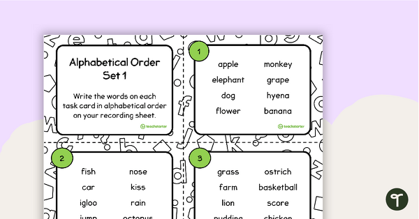 Alphabetical Order Task Cards - Set 1 teaching resource