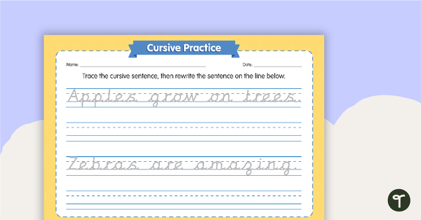 Cursive Practice - Sentences teaching resource