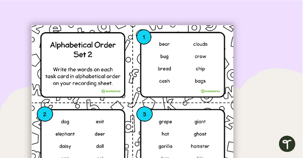 Alphabetical Order Task Cards - Set 2 teaching resource