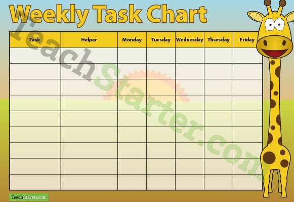 Weekly Task Chart - Savannah teaching resource