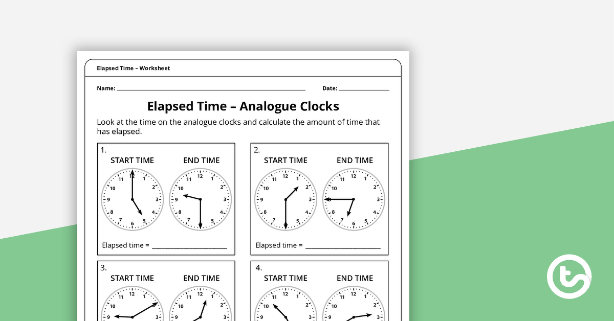 Elapsed Time – Worksheet teaching resource