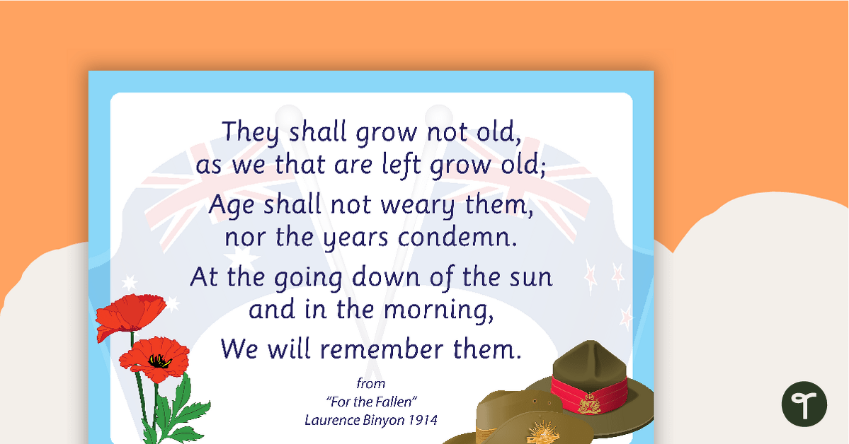 Ode of Remembrance Classroom Poster teaching resource