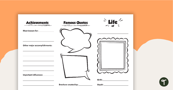 Go to Biography Brochure Template teaching resource
